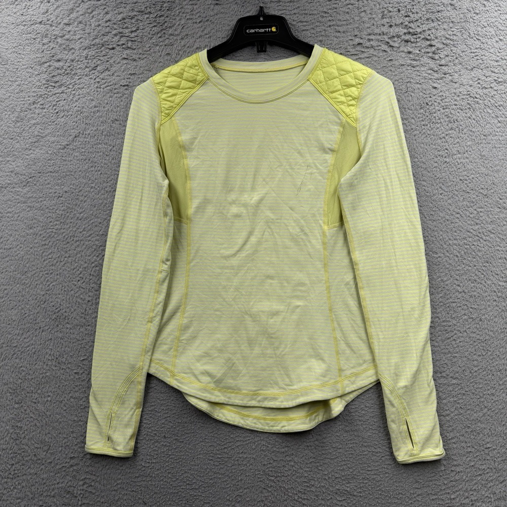 Lululemon Shirt Womens 12 Run Ice Queen Shirt Yellow Stripe Long Sleeve